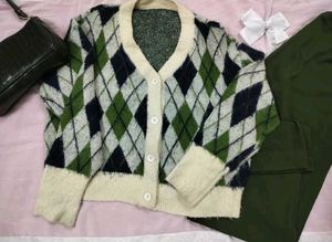 Argyle Knit Cardigan