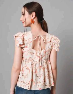 Floral Ruffle Sleeve Top