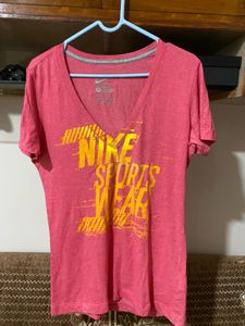 Nike Pink V-Neck Graphic Tee