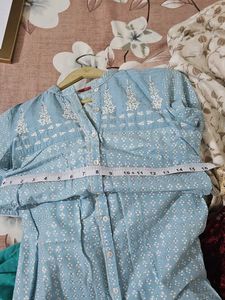 W Blue Printed Kurta