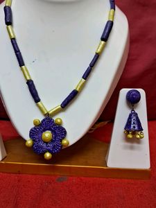 Handmade Purple And Yellow Terracotta Jewell Set