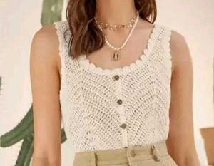 White Knit Crop Top