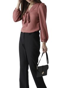Dusty Rose Tie-Neck Blouse