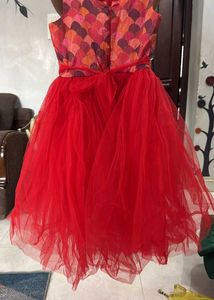 Red Party Wear Dress For Girls