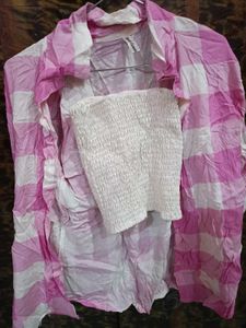 Pink Checkered Top & Tube Set
