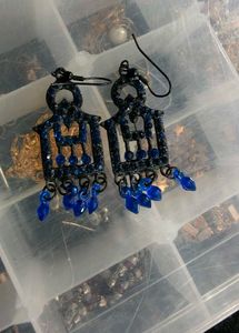 Blue Dangle Drop Earrings