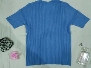 Y2k Blue Ribbed Knit Top &amp; Shrug Set
