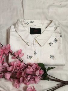 white Floral Print Shirt💪