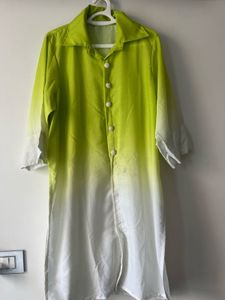 Lime Green Ombre Button-Down Dress XL, XXL
