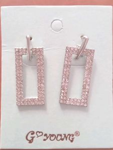 Sparkling Rectangular Drop Earrings