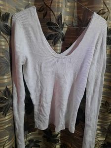 🚫White V-neck Ribbed Top