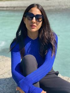 MANGO Blue Long Sleeve Pullover