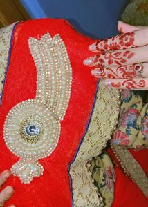 Orange &amp; Beige Embroidered Saree