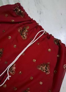 Maroon &amp; Gold Embellished Kurti With Pant