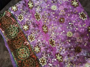 Tissue Full Embroidery Saree- No Blouse