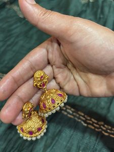 Gold Jhumka Earrings