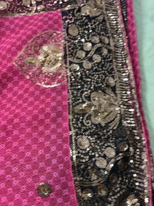 Pink With Black Border Saree