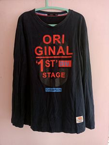BOSSINI Original Navy Blue Men Full Sleeved T Shirt