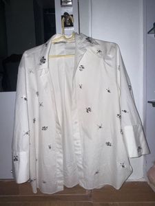 Zara Rhinestone White Shirt