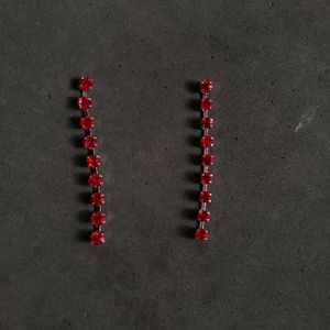 Red Gemstone Drop Earrings