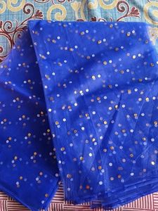 Blue Polka Dot Tulle Fabric