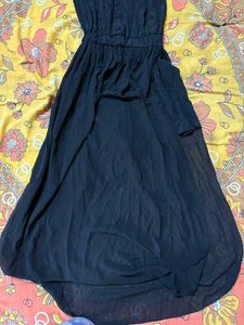 Black Strapless Chiffon Dress