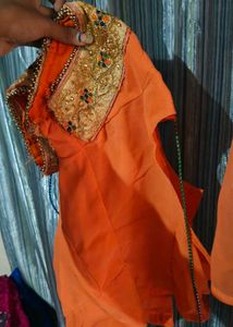 Elegant Orange Embroidered Saree