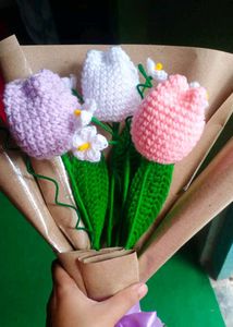 💐Handmade Knitted Tulip Bouquet💐j