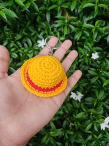 Crochet Straw Hat Keychain