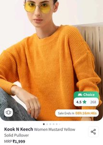 Exclusive Mustard Yellow Solid Pullover