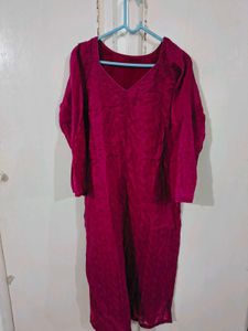 Maroon Embroidered Kurta