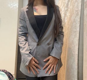 Gray Double-Breasted Blazer