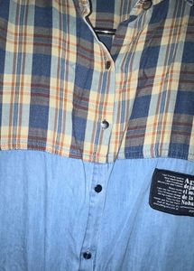 Denim &amp; Plaid Combo Dress