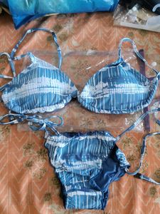 Blue & White Bikini Set