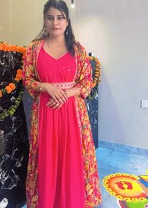 Elegant Ethnic Gown with Jacket and waist belt