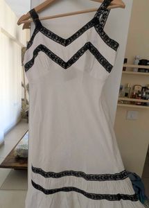 White Lace Trim Dress
