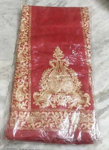 Red Embroidered Suit With Shawl