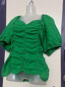 Bright Green AVA &amp; Viv Peasant Top with back Elast