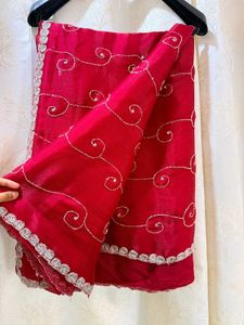 Red Handwork Jimmy Choo Fabric Saree