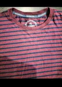 Jockey Striped Tshirt - Burgundy and Navy Blue