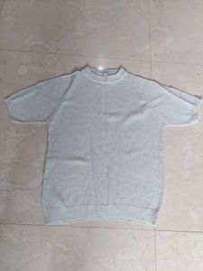 Silver Knit Short Sleeve Top
