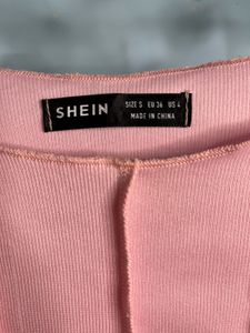 Shein Pink Long Sleeve Paneled Crop Top