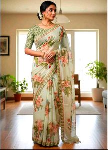 Elegant Floral Print Saree