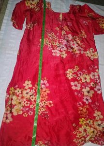 Red Floral Print Kurta