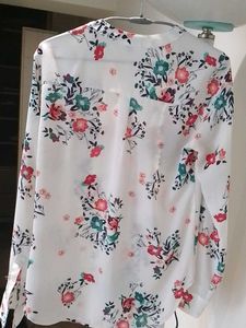 ColourfulWhite Shirt With Overall Flower Prints