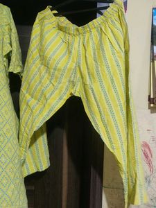 Yellow Printed Kurti Set