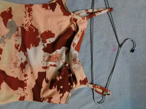 Abstract Print Cowl Neck Dress