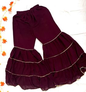 Dark Purple Georgette Sharara For Party/Shaadi