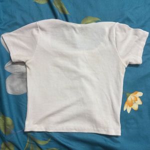 White square neck crop top