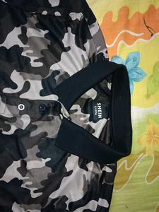 Short Sleeves Camouflage Print Polo Tshirt